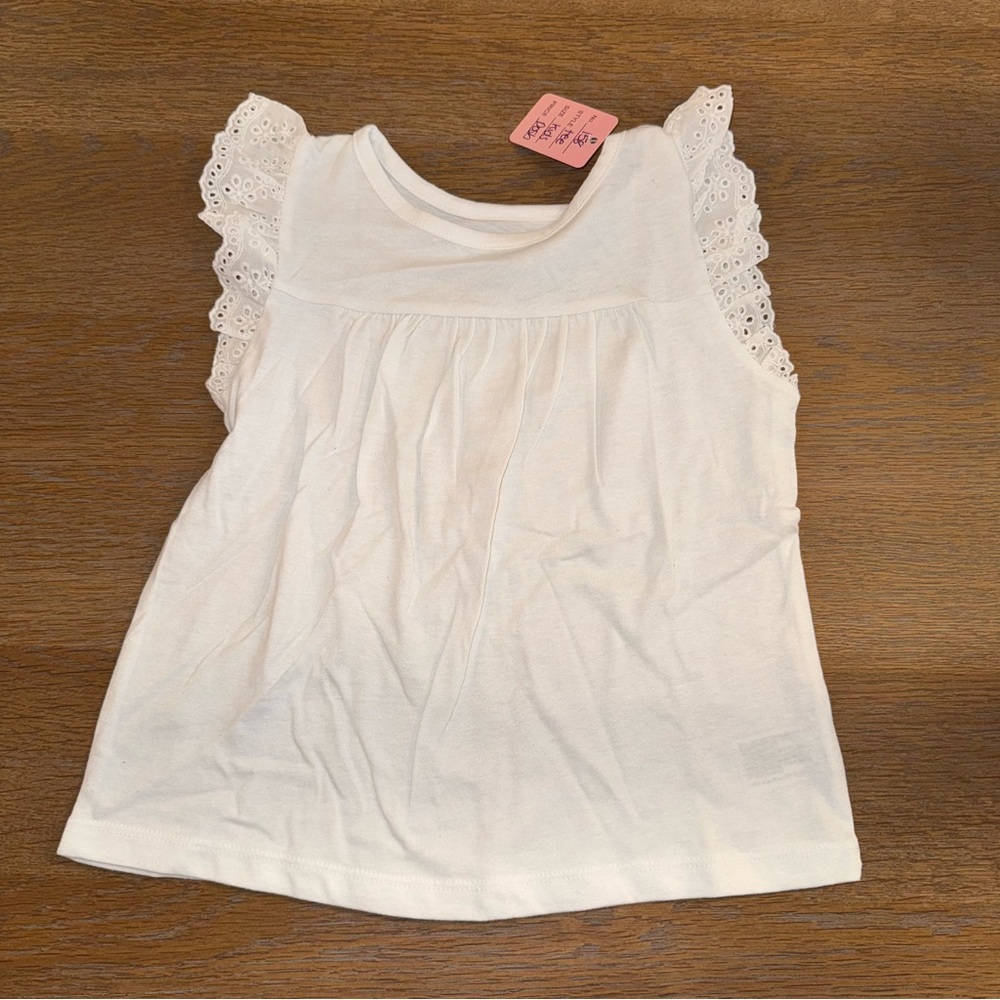 Cat & Jack White Eyelet Sleeve Top.